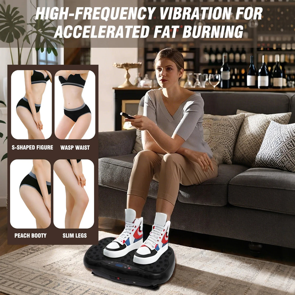 Full-Body Vibration Platform Exercise Machine Training Equipment/Vibrate Fitness Workout Resistance Bands Remote Control BT