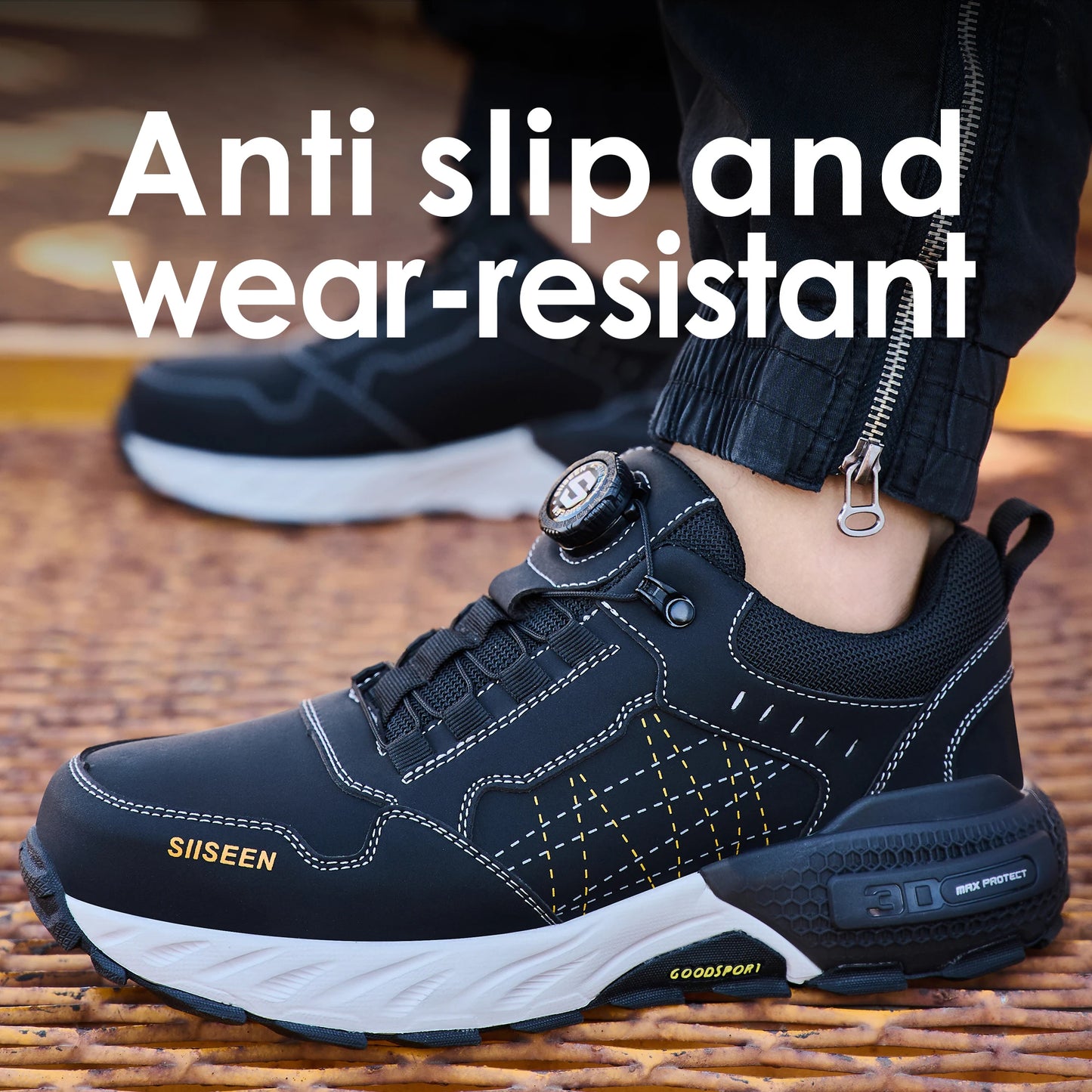 NEW Work Safety Shoes for Men Steel Toe Cap 4.0 KEVLAR Rotating Button/Work Sneakers Anti-smash Puncture-Proof Shoes Work Boots