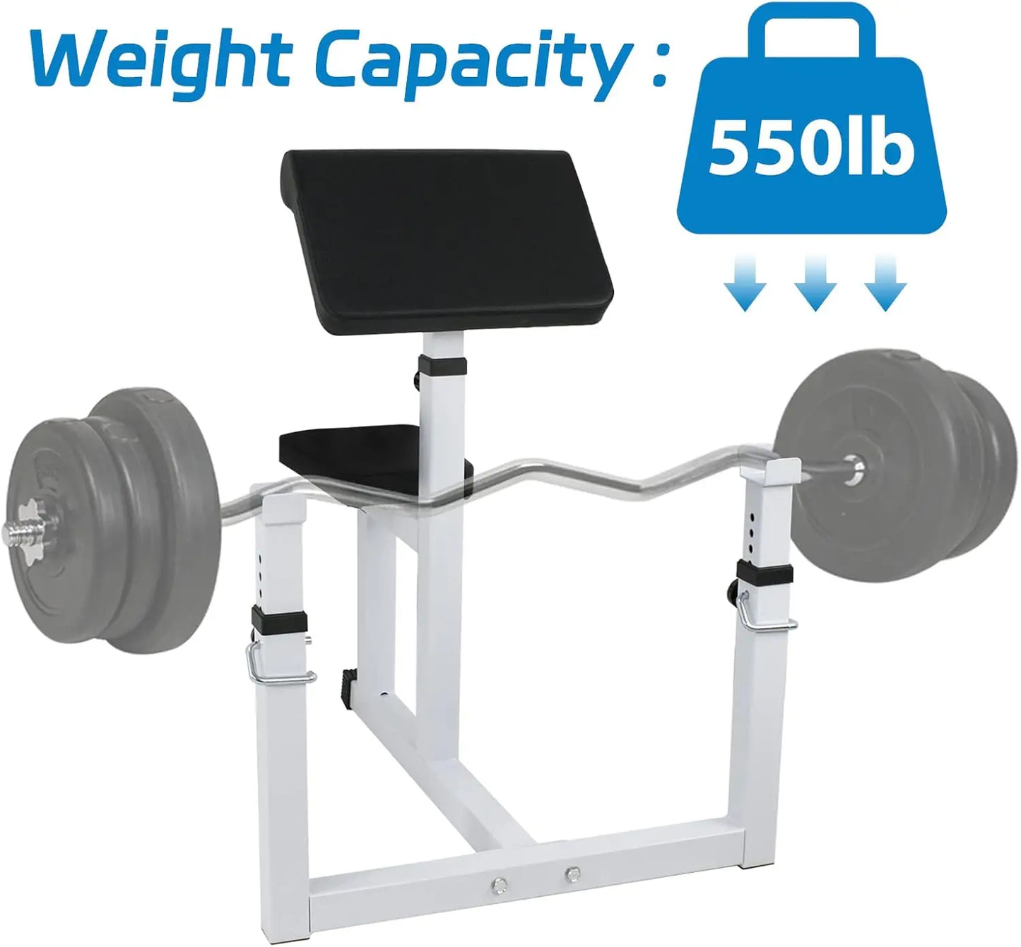 Preacher Curl Weight Bench Adjustable for Arm Curling Strength Training/Isolated Barbell Dumbbell Bicep Triceps Muscle Seated Ben