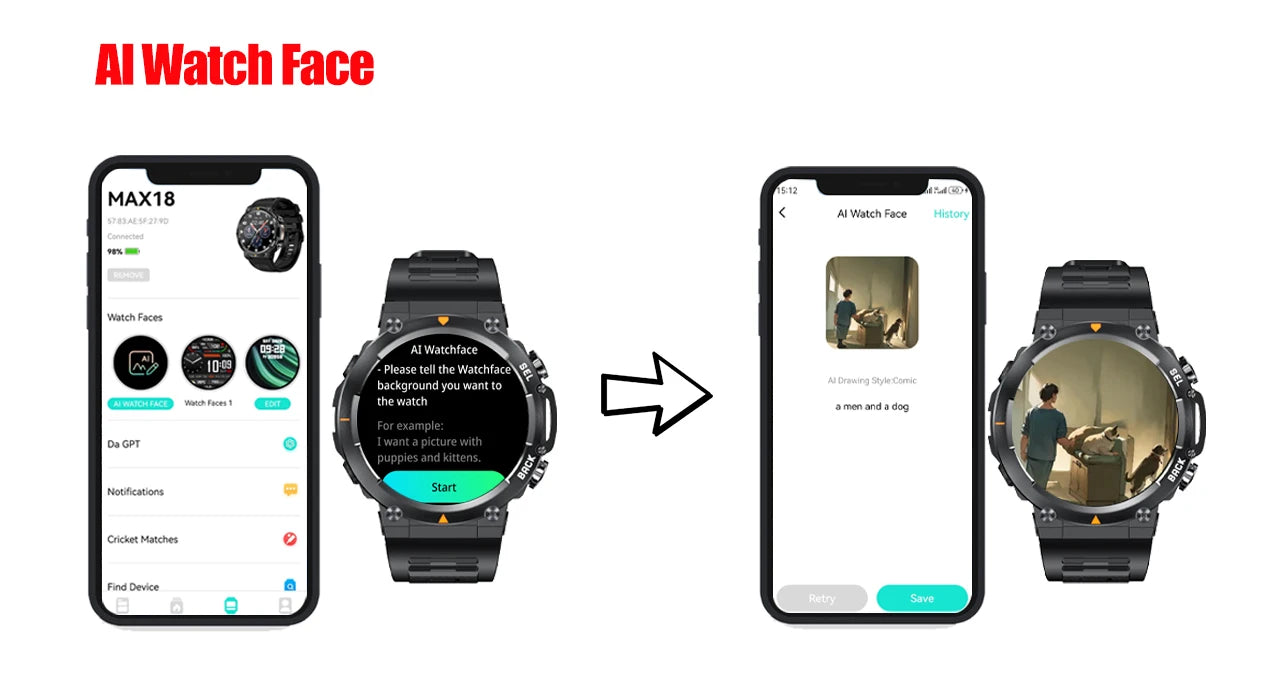 SENBONO MAX18 Smart Watch for Men AMOLED Screen AI GPT Bluetooth Call/410mAh Big Battery Fitness Tracker Men' Sport Smartwatch