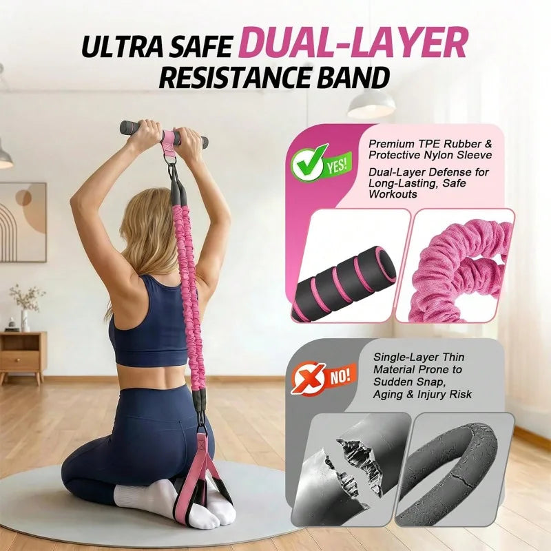 Upgrade Multifunction Pedal Resistance Band Workout Set/Elastic Pull Rope with Handles Door Anchor & Foot Loops