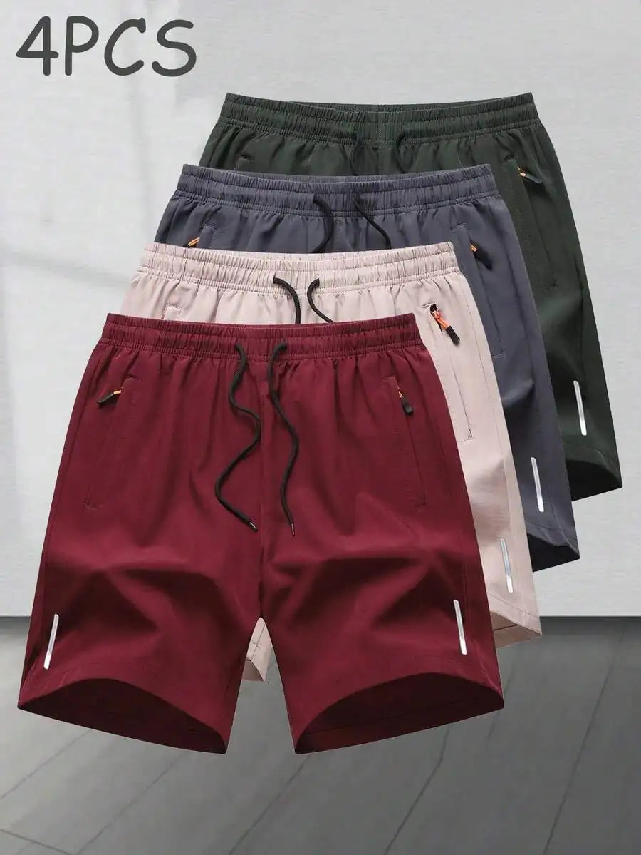 4pcs/Set Men's Casual Sports Shorts Loose Running Fitness/Training Breathable Bermuda Shorts Outdoor Beach Pants