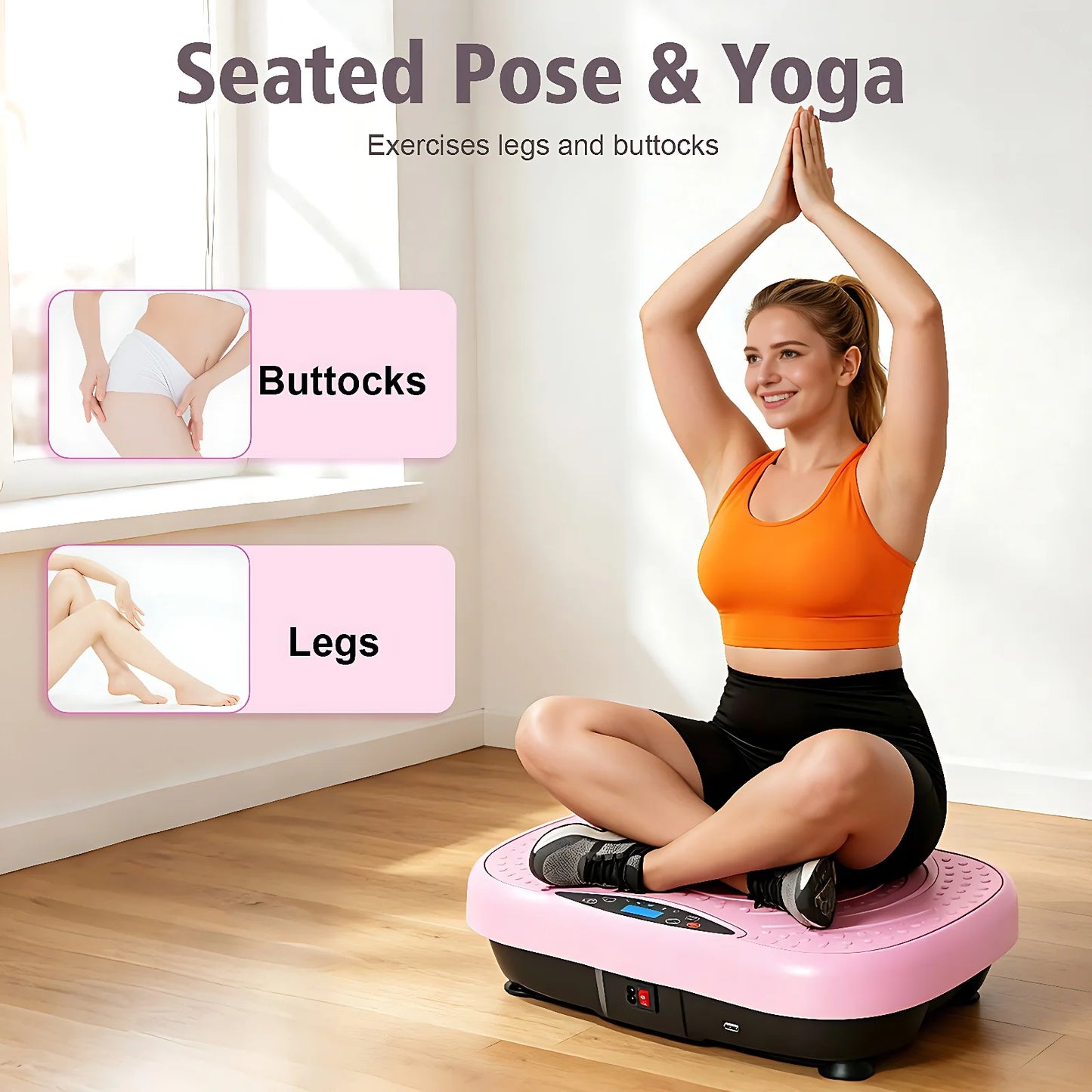 Portable Vibration Plate Exercise Machine Workout Platform with Bluetooth/Resistance Bands 5 Yoga Straps 10 Auto 200 Manual Speed Settings