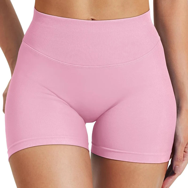 Seamless Shorts 4.5" Ribbed Yoga Shorts Women Flex Gym Shorts/Booty Running Short Butt Lifting Workout Pants