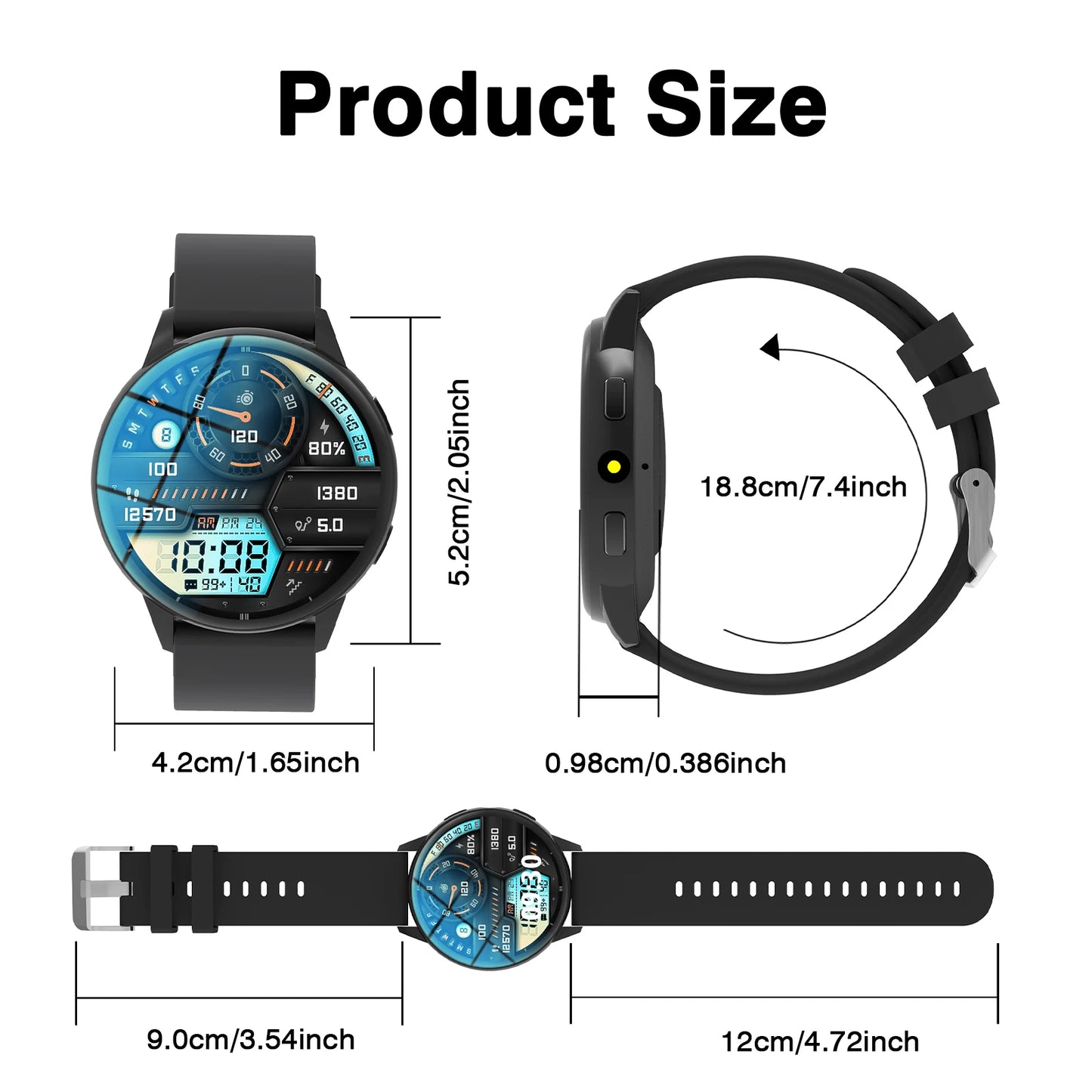 New Smart Watch Men 1.52" HD IPS Screen Bluetooth Call/Fitness Tracker Heart Rate Monitor Sports Smartwatch