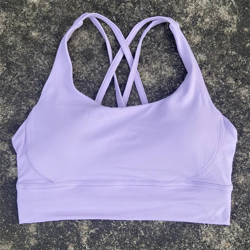 Cross Straps Sports Bra Women Gym Sports Top High Support/Fitness Bralette Yoga Vest Push Up Running Underwear With Chest Pad