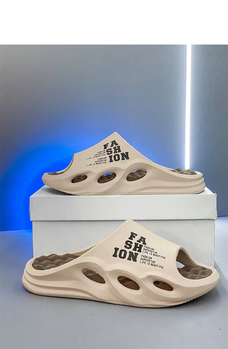 Men Fashion Massage Slippers Indoor/Outdoor Sandals Thick Sole Male Slides/Summer Non-Slip Men Shower Slippers