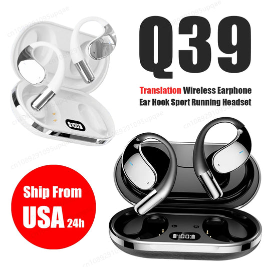 MZYMI Q39 AI Translation Wireless Earphone TWS Ear Hook Sport/Running Bluetooth Headset ENC Noise Cancelling Headphone With Mic