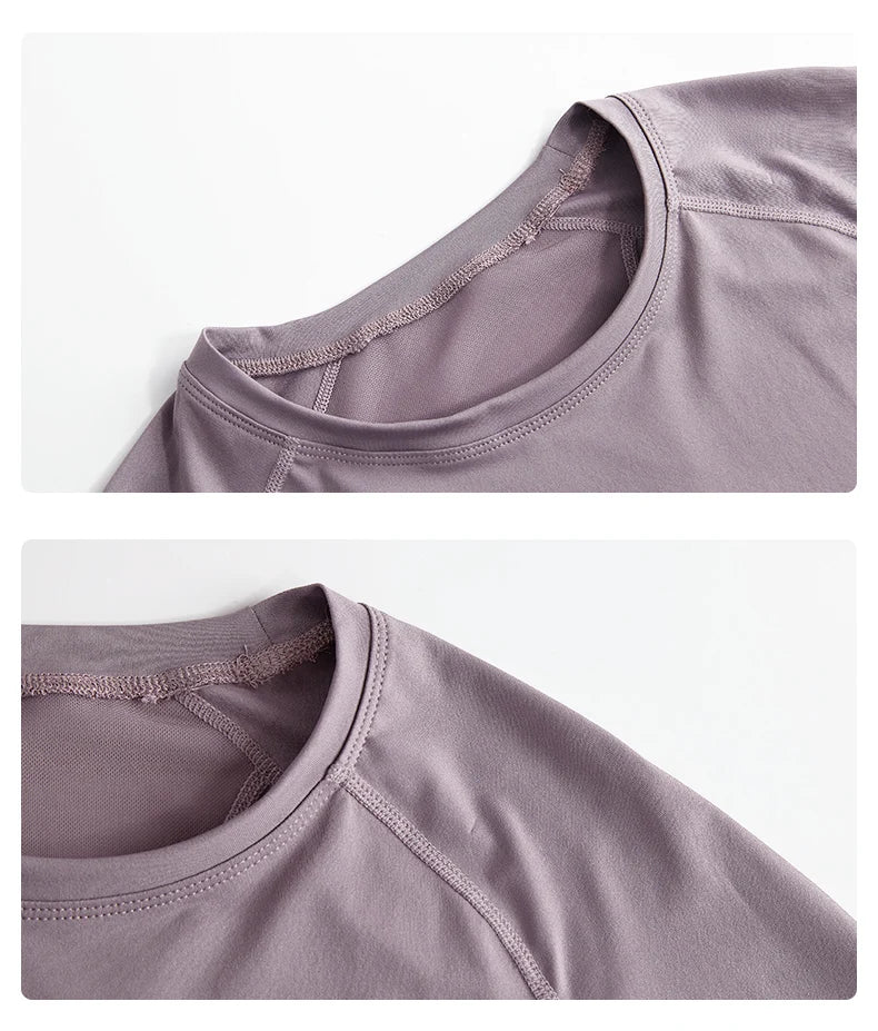 DRUR Long Sleeve Gym Top Women Breathable Quick Dry Workout Tshirt/Loose Fit Running Tee Yoga Clothing Sportswear Activewear New