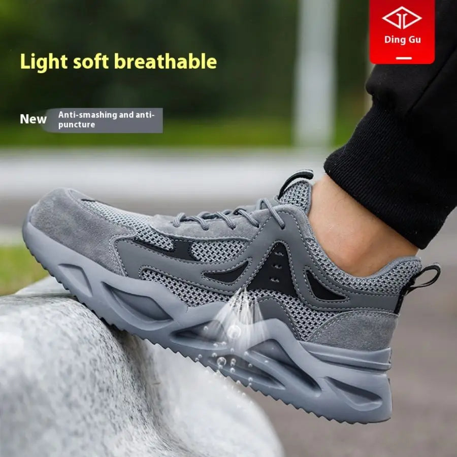 Men's Comfortable Soft-Soled Smash/and Puncture Resistant Work Shoes