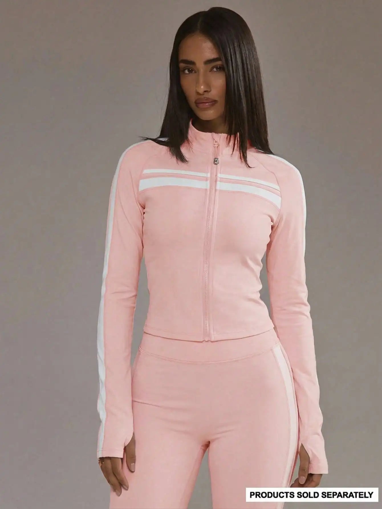 Zip Through Stripe Detail Sculpting BBL Jacket/For Gym Workout Yoga Fitness Daily Wear