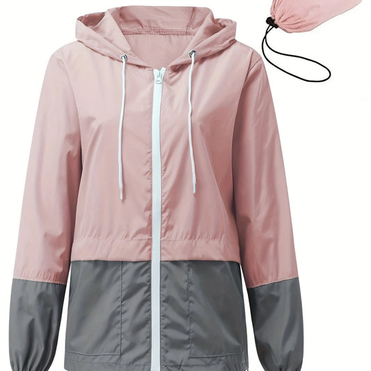 Women's Hooded Waterproof Raincoat/Lightweight Bomber Jacket
