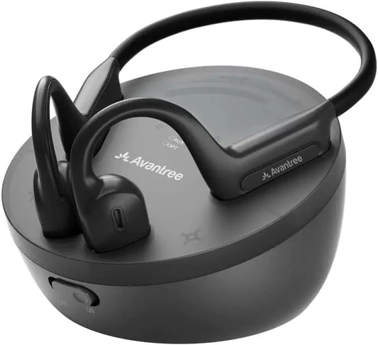 Open-Ear TV Earbuds with Clear Dialogue/Bluetooth Transmitter & Charging Dock Optical Passthrough