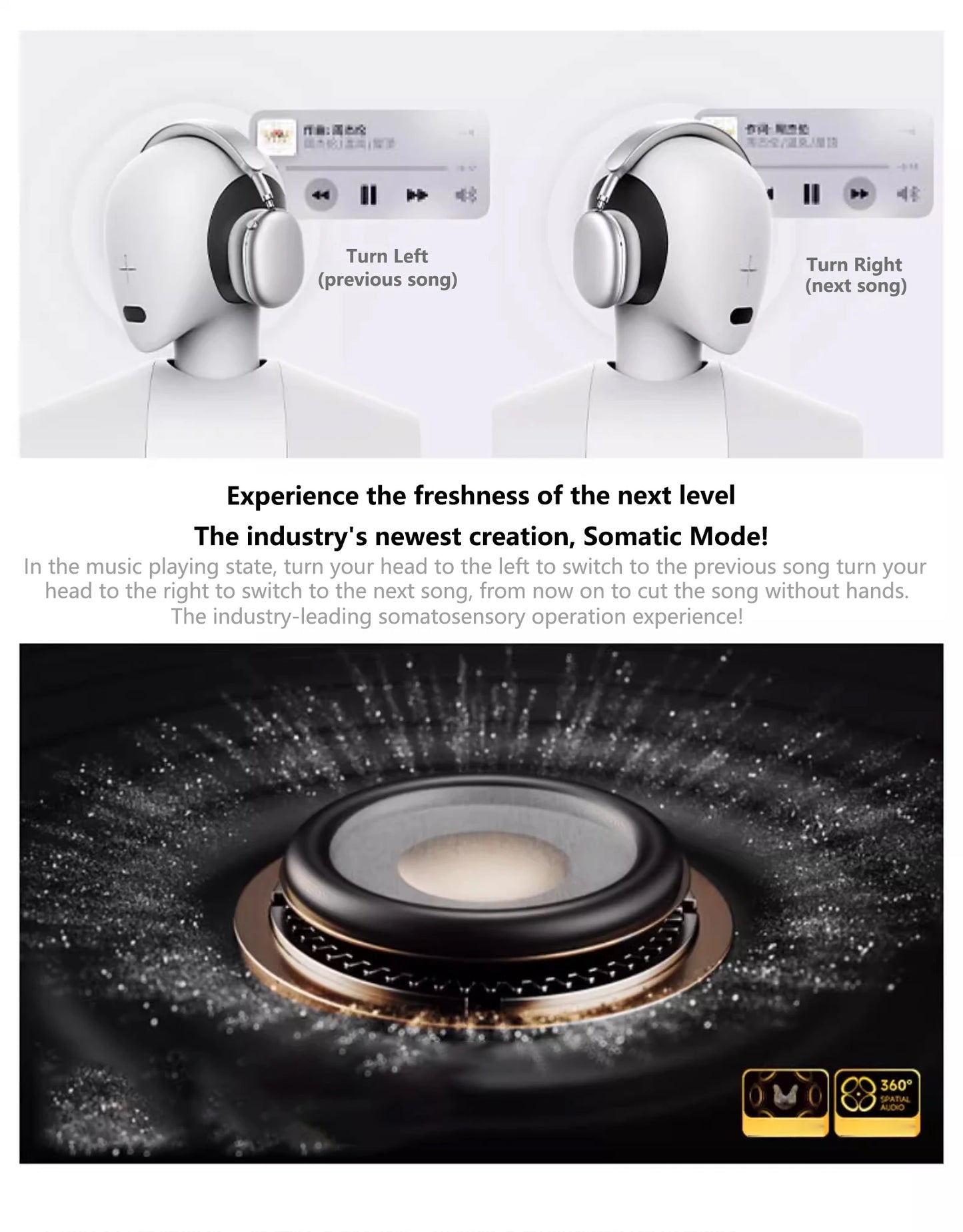 Picun F8 Pro ANC Wireless Headphones 3D Spatial Audio Head Tracking/52dB ANC HIFI Bluetooth Headset ENC HD Mic Low-Latency APP