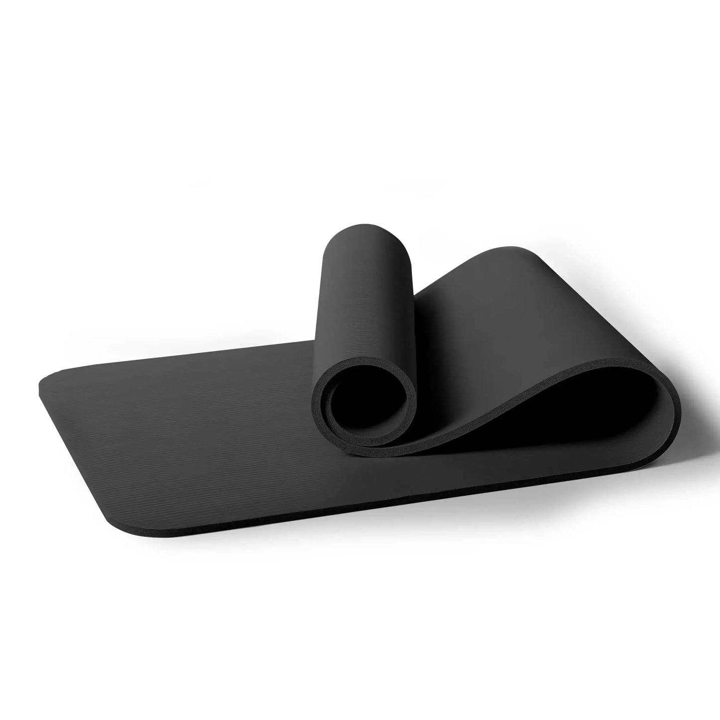 All-Purpose 12mm Thick Exercise Mat, 72x24 Inch NBR Foam/Non-Slip Yoga Mat with Carry Strap, for Home Gym, Fitness, Black