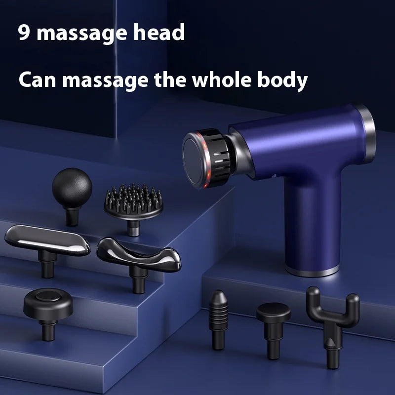 New Electric Massage Gun With Heat Cold 9 Gears Multifunctional Fascia Gun/Home Portable Gym Use Small Quiet Handheld Massager