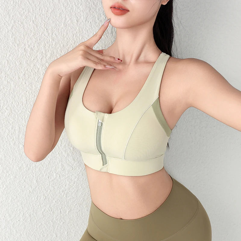 New Design Summer One-Piece High-Strength Shock-Proof/Sports Bra Vested Front Zipper Yoga Sports Bra