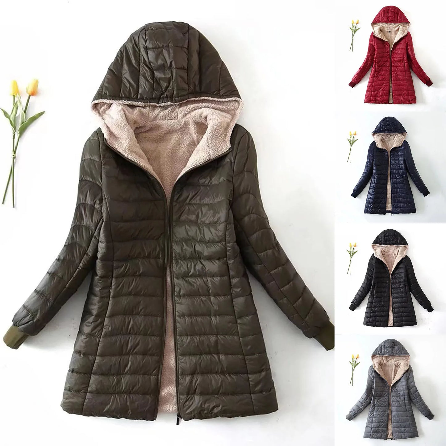 Women Plus Size Warm Plush Coats Winter Long Sleeve/Zip Up Overcoat Solid Warm Fleece Padded Jackets For Women