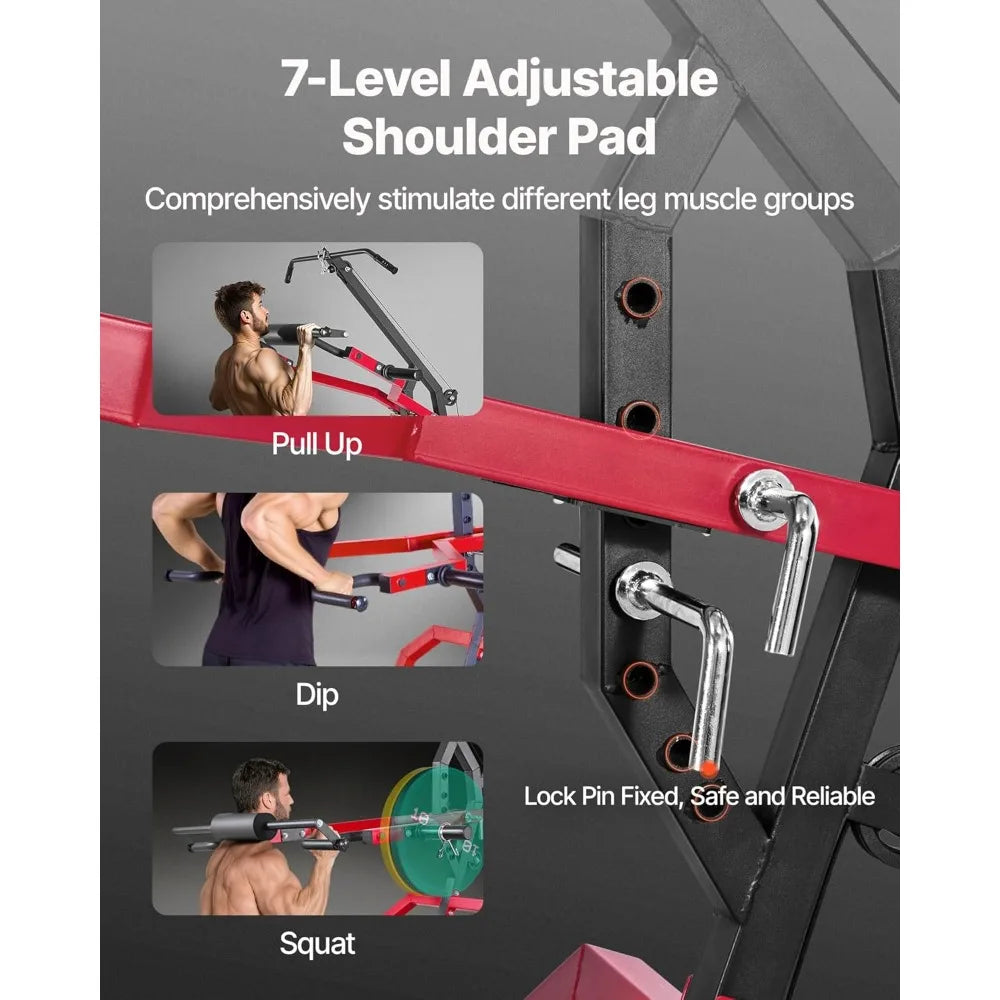 Home Gym Equipment, Leverage Gym with 2:1 Ratio LAT Low Row System/Strength Training Machine for Squats Deadlifts