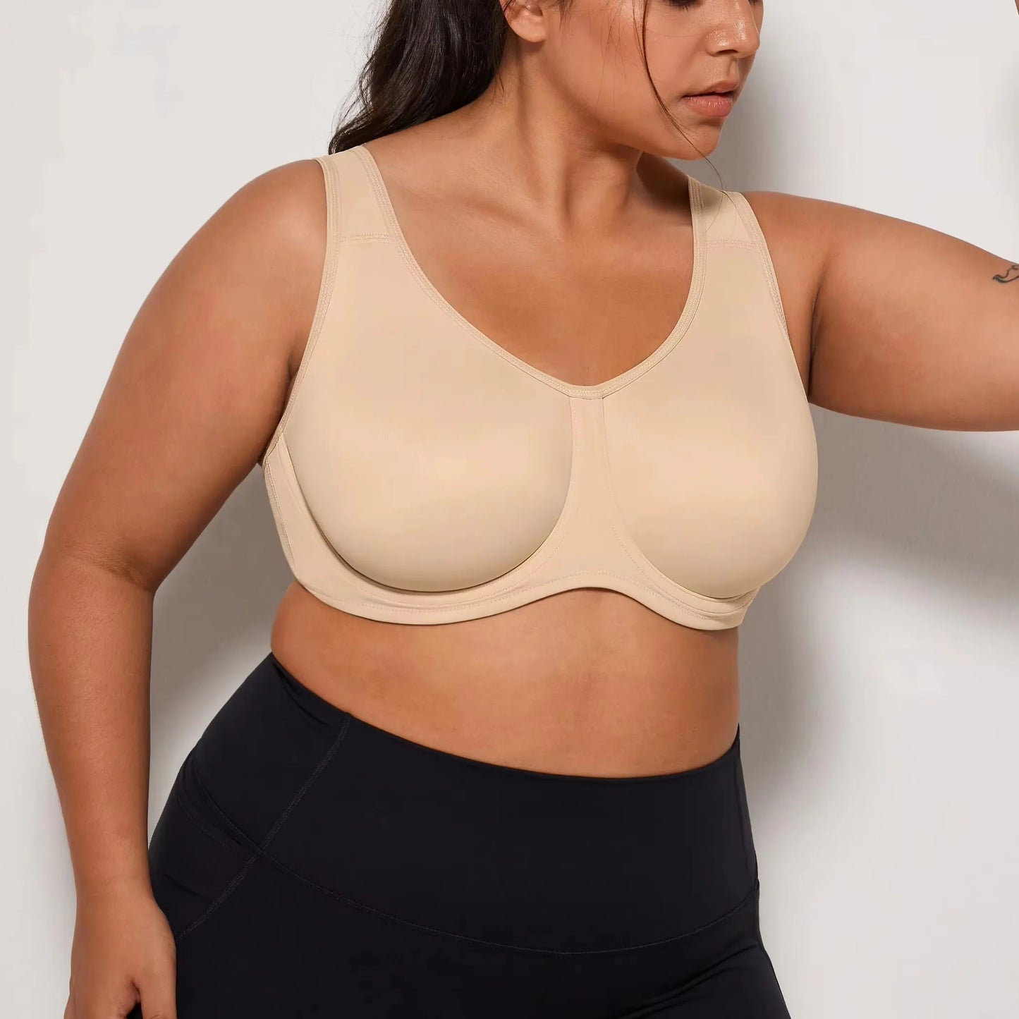 Yoga Sports Bra Women Max Control High Support Plus Size Underwire/Gym Fitness Tops Activewear Breathable Yoga Curve Underwear