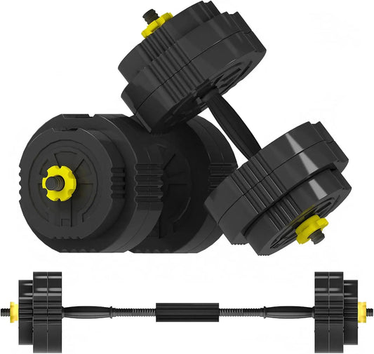 Adjustable Dumbbells Set of 2, 55 LB Dumbbells Weights Set/Free Weights Barbell Set for Home Gym 2 in 1 Fitness Barbell Weights