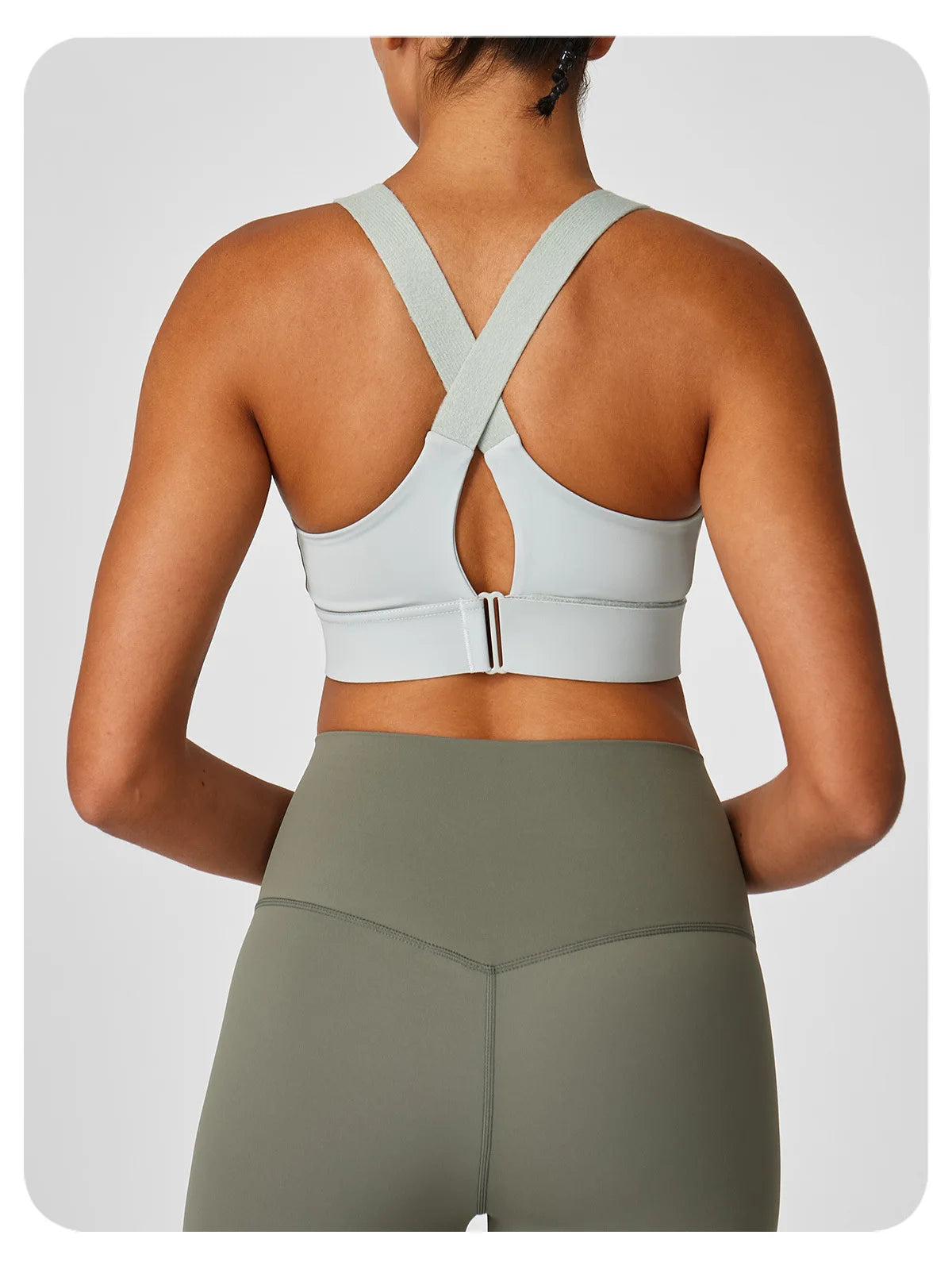 Large size sports lingerie women's shock-proof high-strength/front zipper Velcro fitness running fixed cup yoga bra