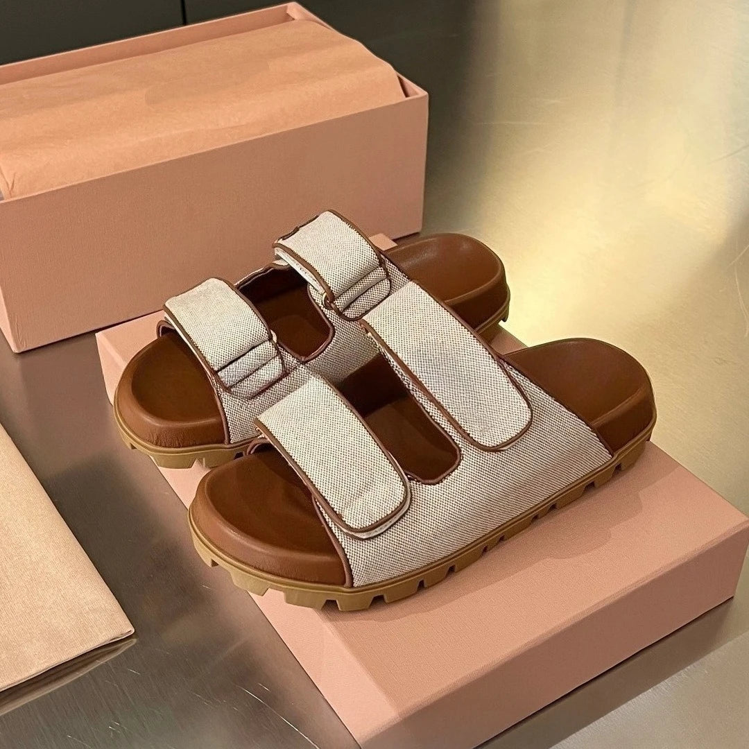 Women's 2026 Round Toe Woven Platform Slides Niche Chunky Sole/Casual Slippers Unique Design Shoes