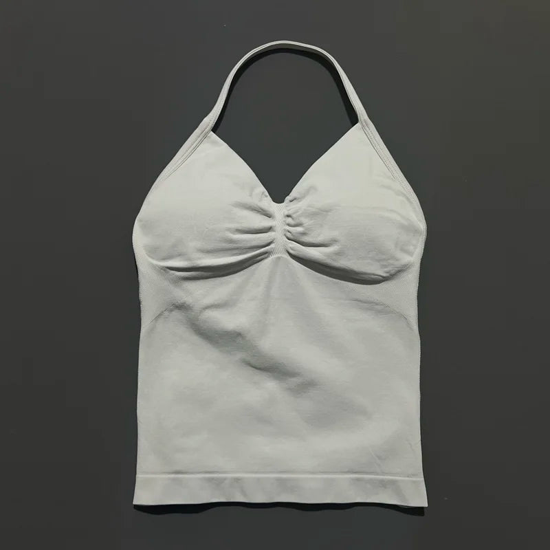 Histello Longline Strappy Top Women Sports Yoga Vest Fitness Tank Top/Gym Beautiful Open Back Bra Running Workout Halter