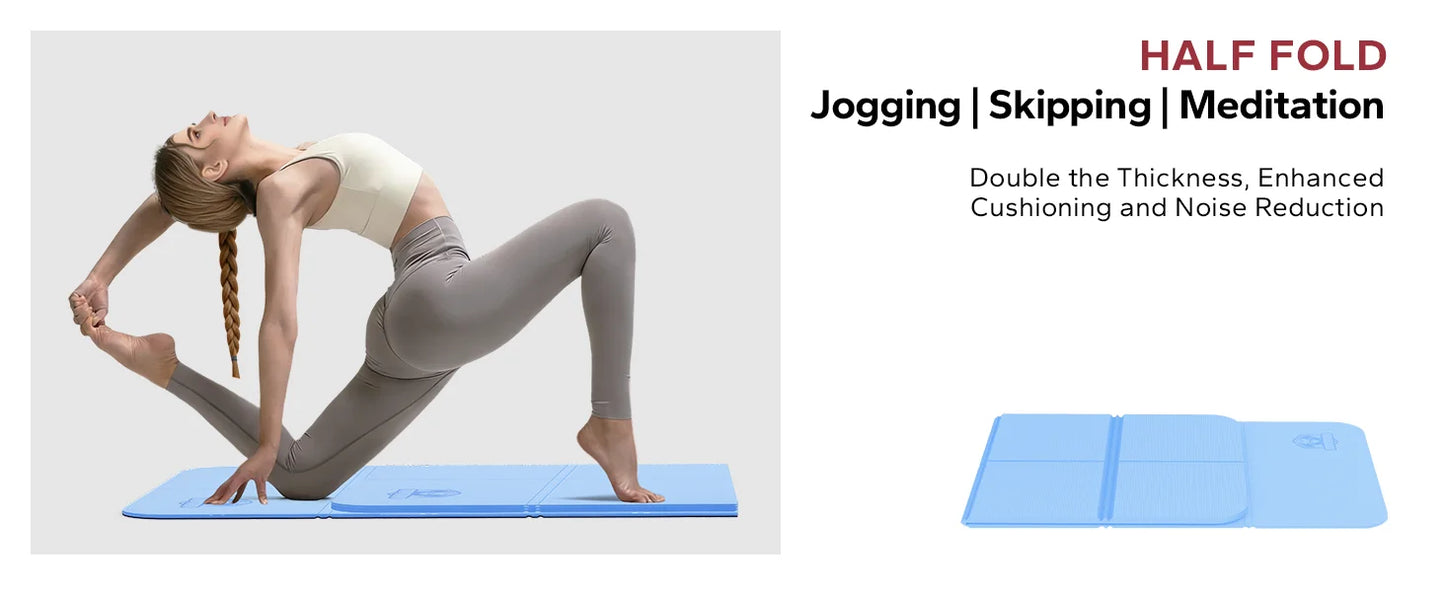 HAPBEAR Foldable Yoga Mat - 72"x24"x0.24" (6mm), Non-Slip/TPE Exercise Mat for Home Workout Yoga Pilates Stretching