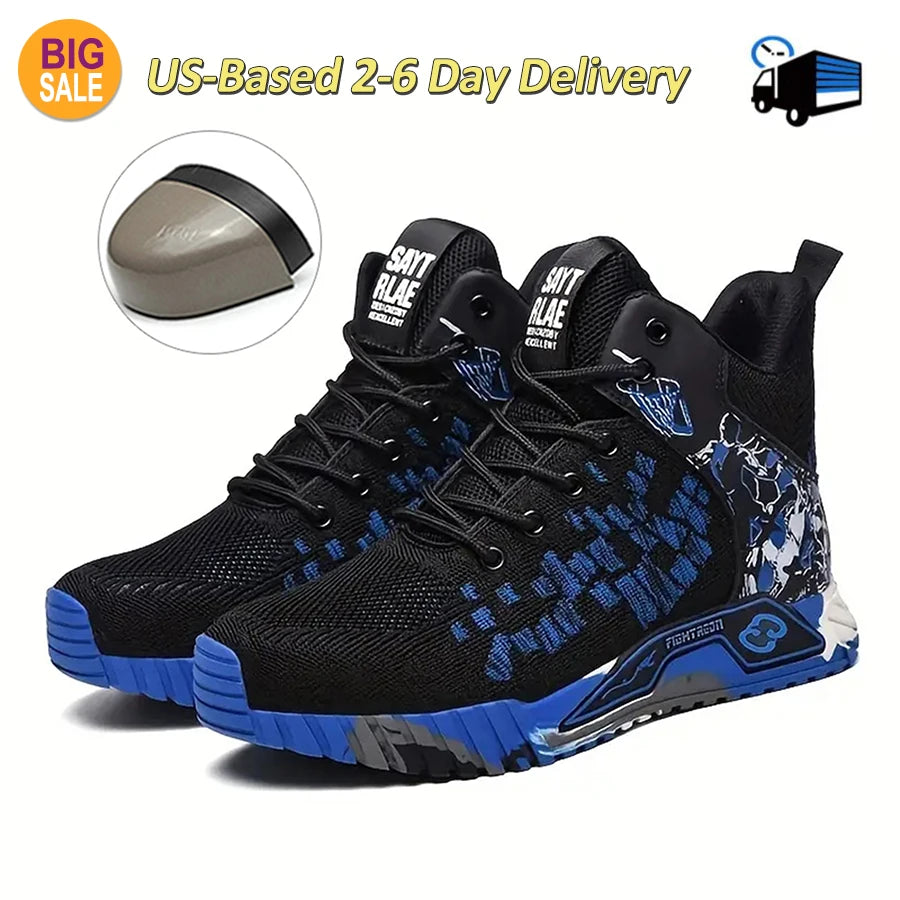 Camo Camouflage High Top Steel Toe Safety Work Boots for Men/Anti-Smash Puncture Resistant Breathable Indestructible