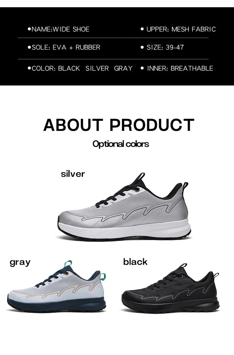Wide Toe Running Shoes 4E Dynamic Thick Outdoor Fitness Men's Shoes/Foot Cross-Border Shoes Comfortable Breathable