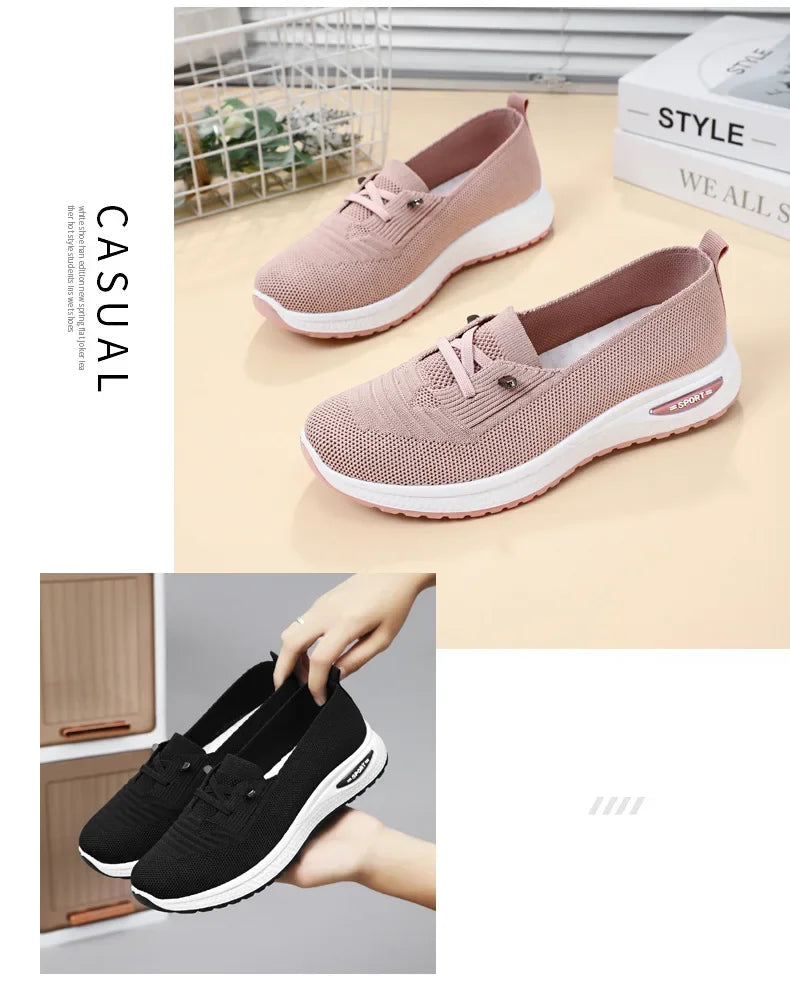 Women's Casual Shoes Fashion Breathable Walking Flat Bottom/Sports Shoes Women's Fitness Large Pink Women's Shoes