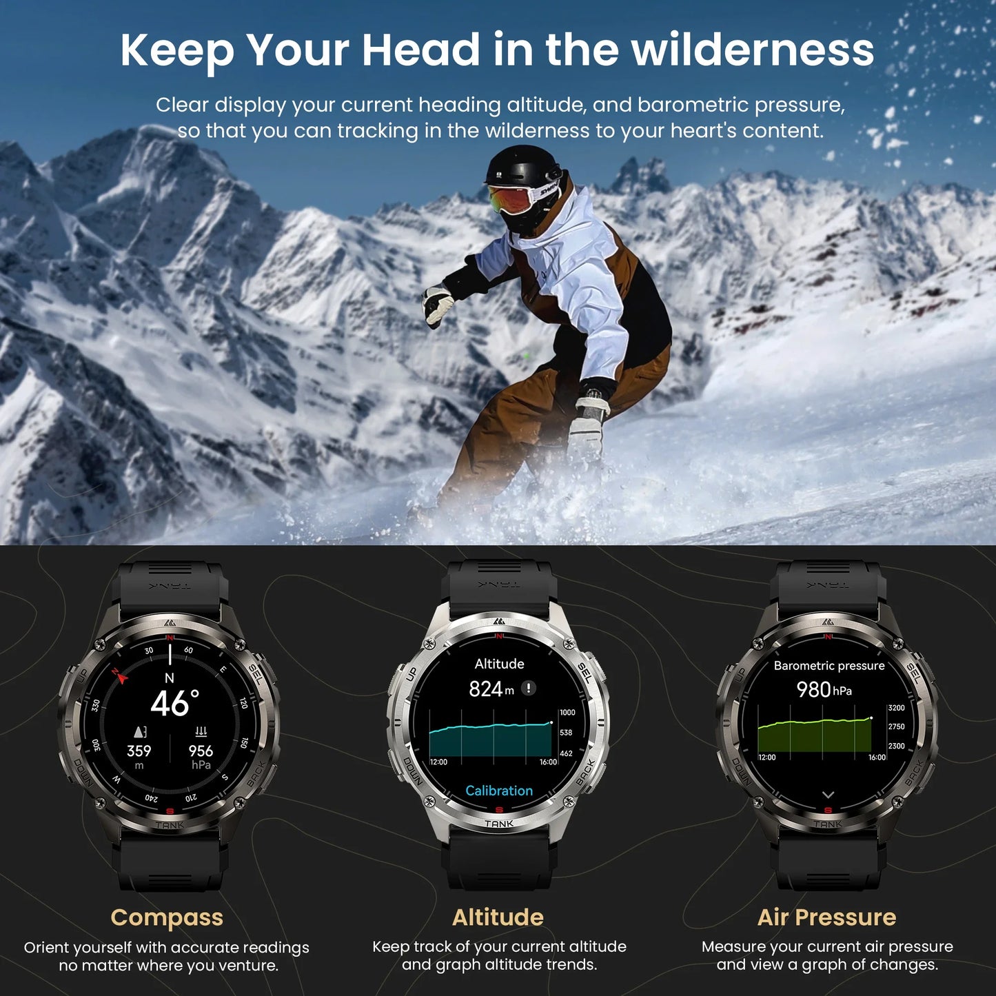 KOSPET TANK T3 Ultra 2 GPS Smart Watch for Men Bluetooth Call/5ATM IP69K Waterproof Men's Watch Stainless Steel Health Monitor