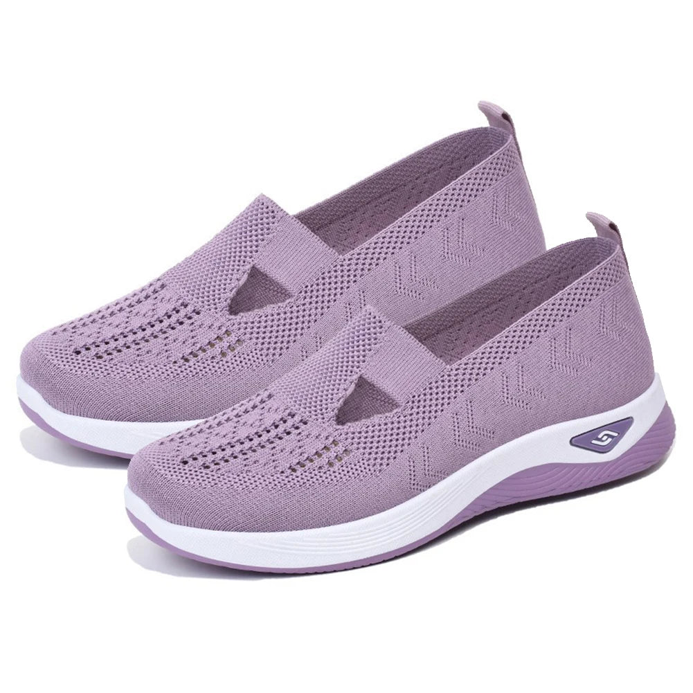 Women's New Summer Shoes Soft Sole Breathable/Hollow Out Flat Shoes Ladies Anti-Slip Walking Woven Shoes