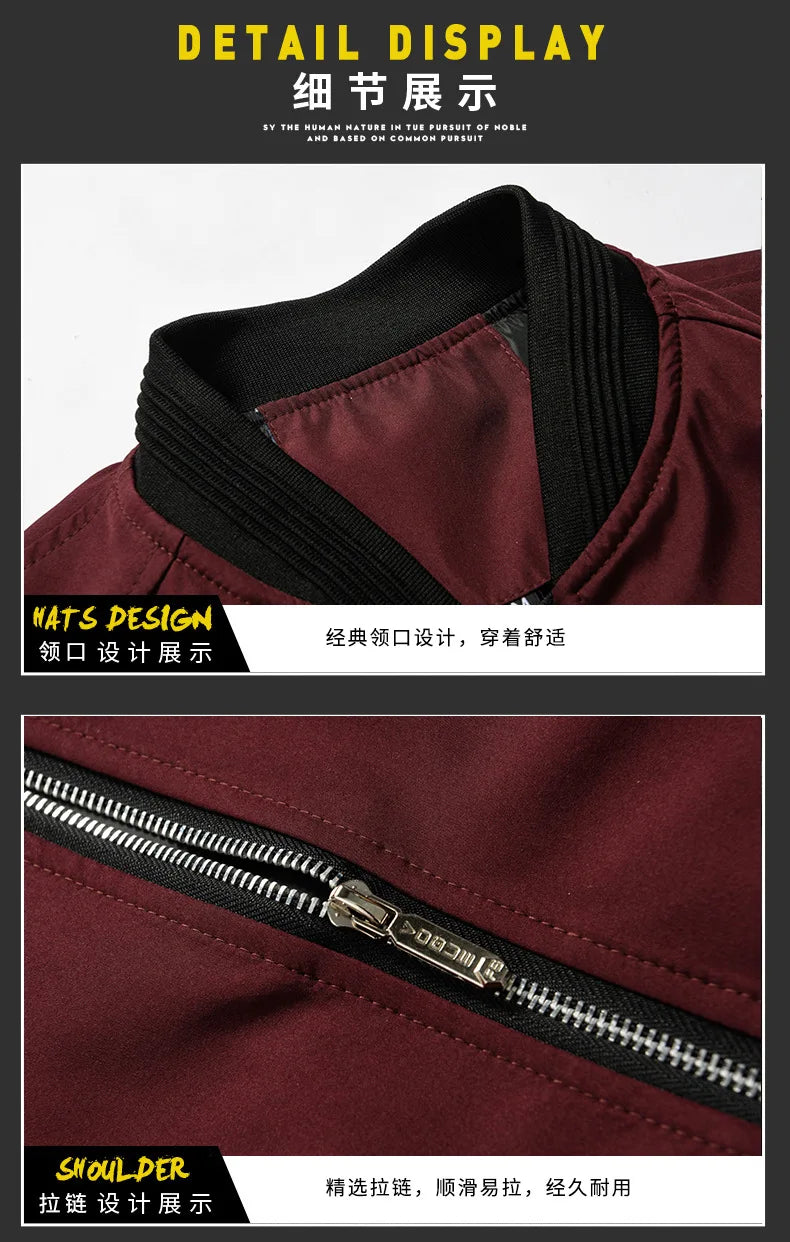 Men's Bomber Zipper Jacket Male Casual Streetwear Hip Hop/Slim Fit Pilot Baseball Coats Men Clothing