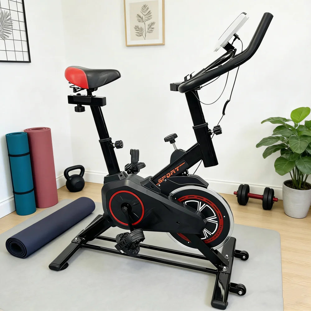 Silent Indoor Bike Home Exercise Equipment Adjustable/Spin Bike with Comfort Seat for Cardio Training