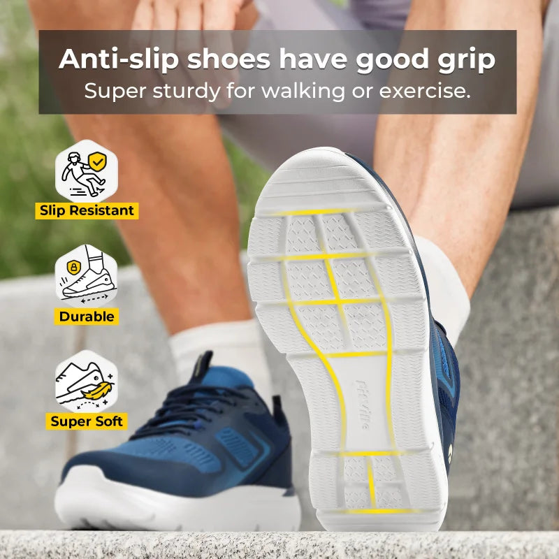 Men's Running Shoes Wide Toe 2E Lightweight Non-Slip Walking/Sport Shoe Cushioning Slip-On Comfortable Breathable Sneakers