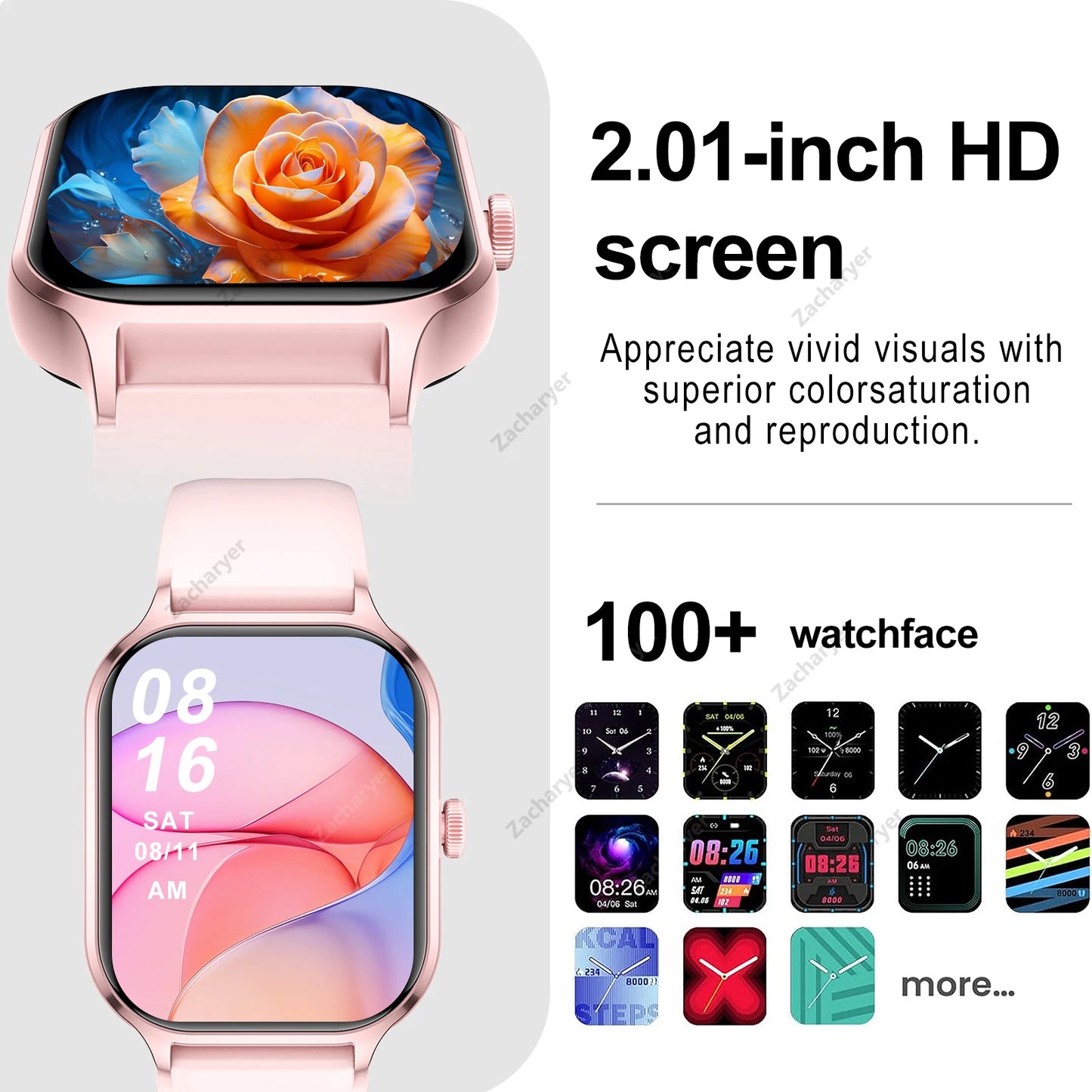 Smart watch full touch screen, sports watch/can answer and make calls with message reminders customizable dial