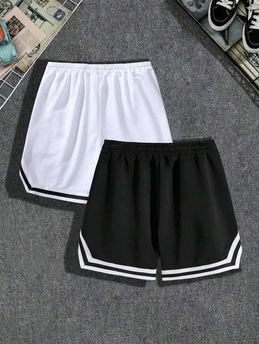 NEON DUSK Men's Solid Black & White 2 Pieces/Sports Shorts Casual Everyday Wear