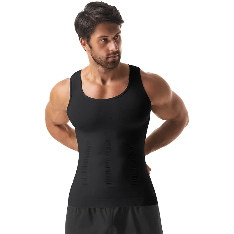 3 PCS Men Sleeveless Compression Vest Solid Slimming Body Shaper/Shirt Gym Workout T Shirt Tummy Control  Tank Tops