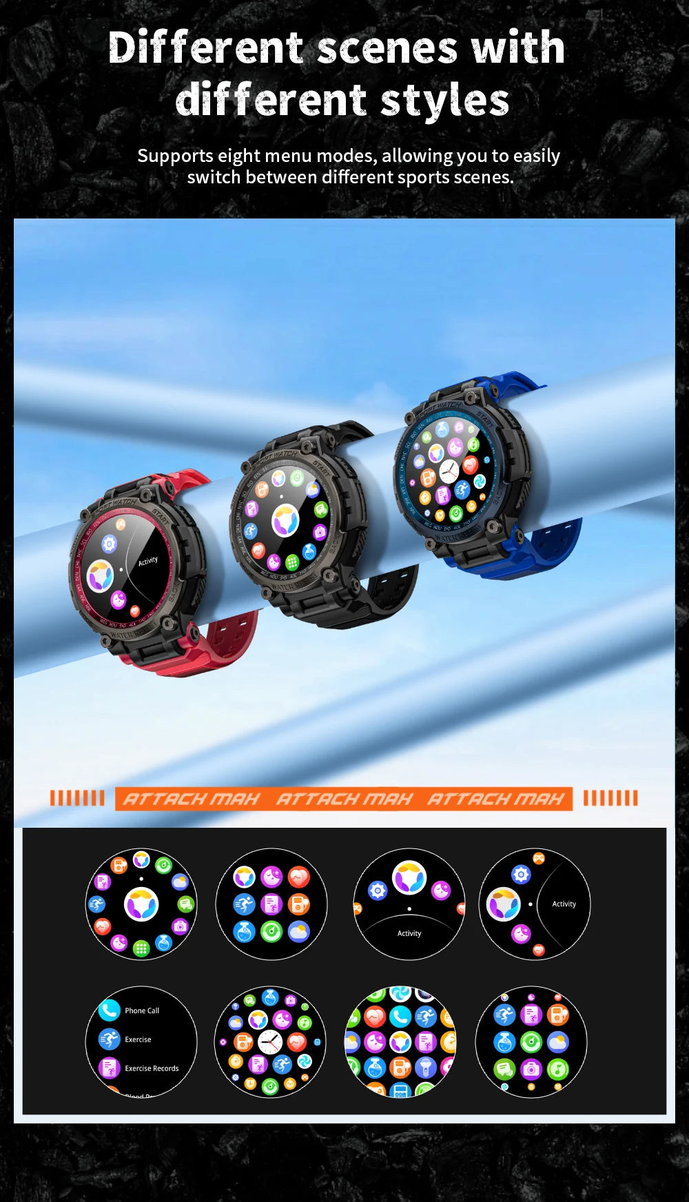 LOKMAT New ATTACK MAX Sport Rugged Smart Watch BT Calls Waterproof/Military Smartwatches Heart Rate Monitor Fitness Tracker