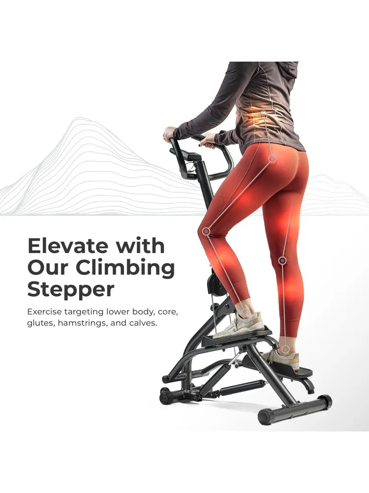 Health & Fitness Stair Stepper w/Handlebar Extended Step/Range Climber Machine for Legs, Core and Glute Workouts Connection