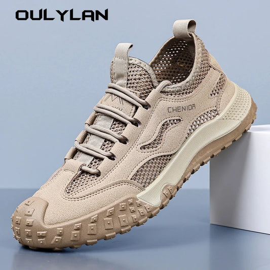 Training Working Shoes for Men Breathable Mesh Casual Shoes/Anti Slip Wear-resistant Hiking Shoes Running Sneakers