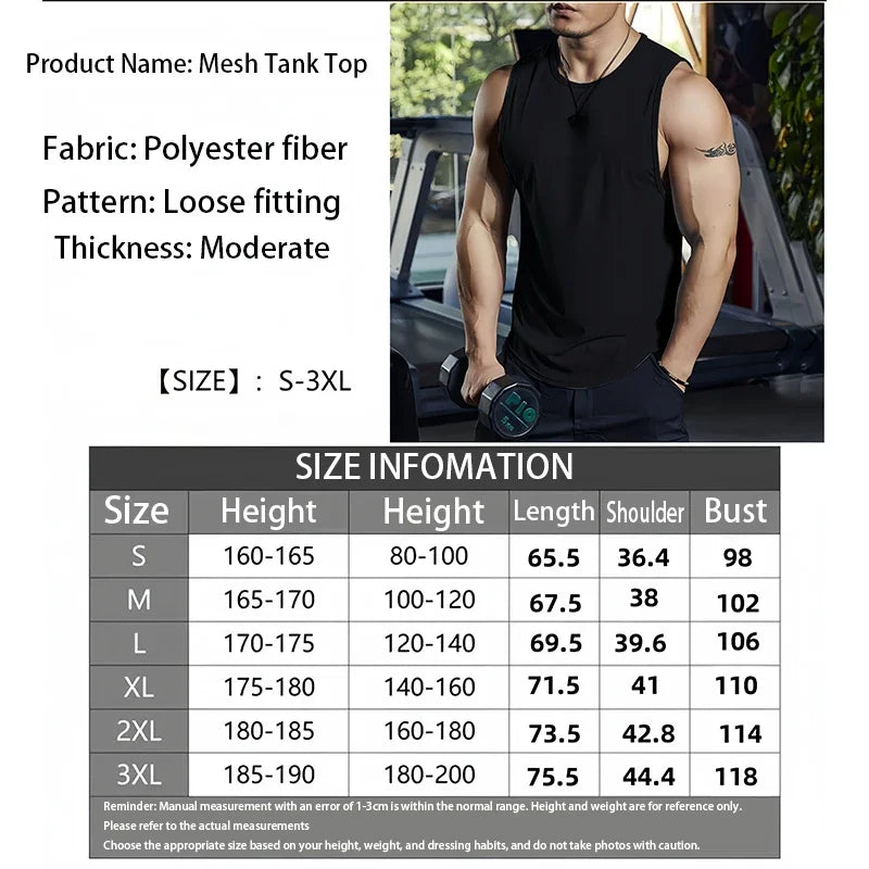 Men Fitness Tank Top Quick Dry Sweat Wicking Breathable/Running Training Slim Summer Sleeveless T-shirt