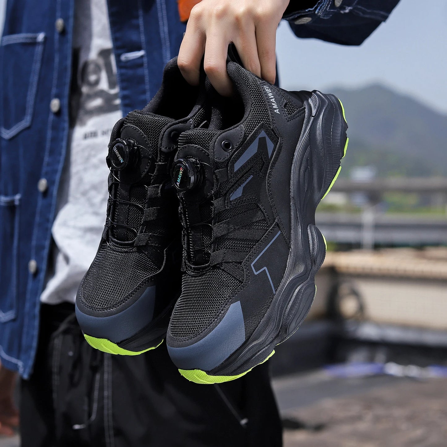 Rotating Button Steel Toe Safety Shoes for Men Lightweight/Work Sneakers Puncture Proof Work Shoes Construction Safety