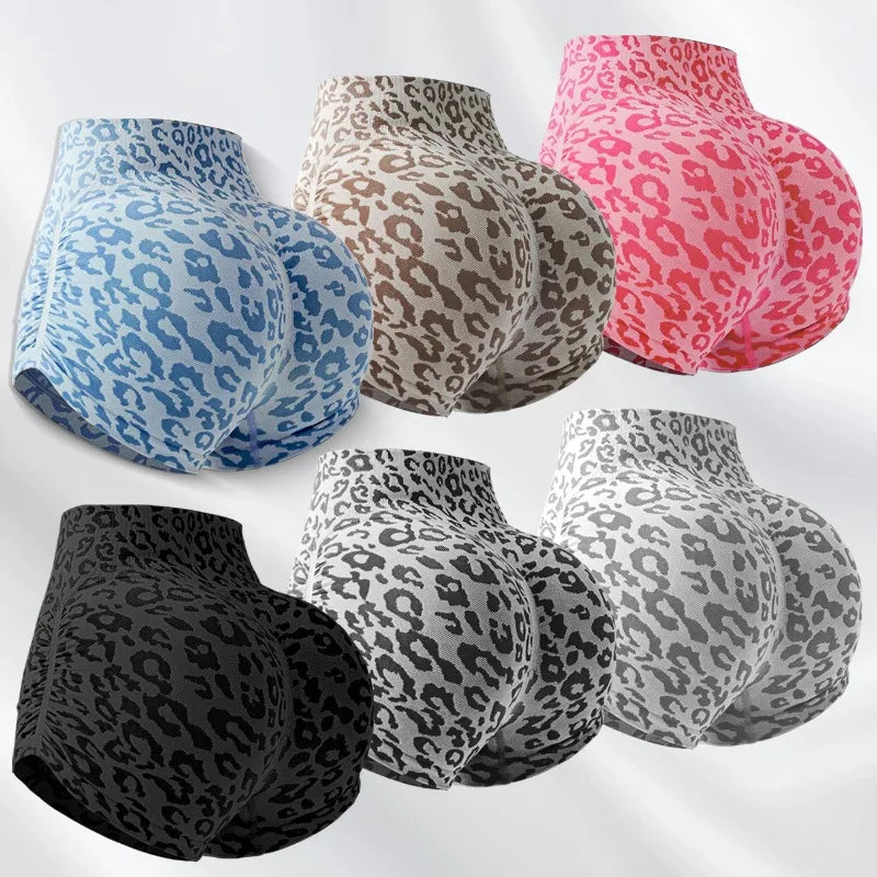 Women High Waist Leopard Print Shorts Seamless Slim Leggings  Hip Lifting/Gym Running Cycling Yoga Shorts Summer for Women