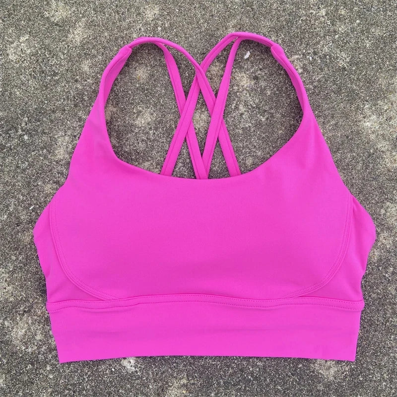 Cross Straps Sports Bra Women Gym Sports Top High Support/Fitness Bralette Yoga Vest Push Up Running Underwear With Chest Pad