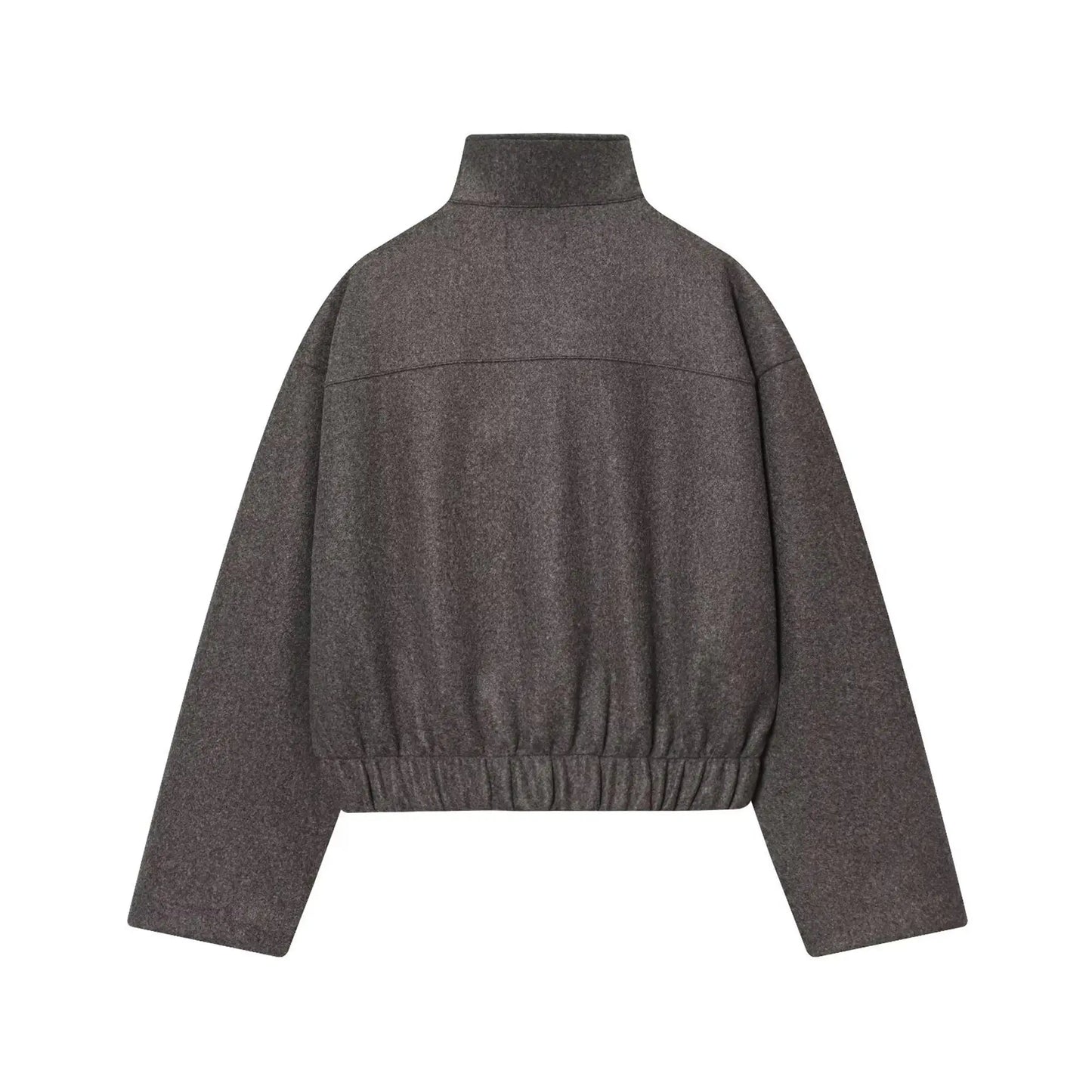 Women's Loose Stand Collar Jacket Coats Long Sleeve Zip Up Pockets/Streetwear Autumn New  Lady Casual Solid Outerwear