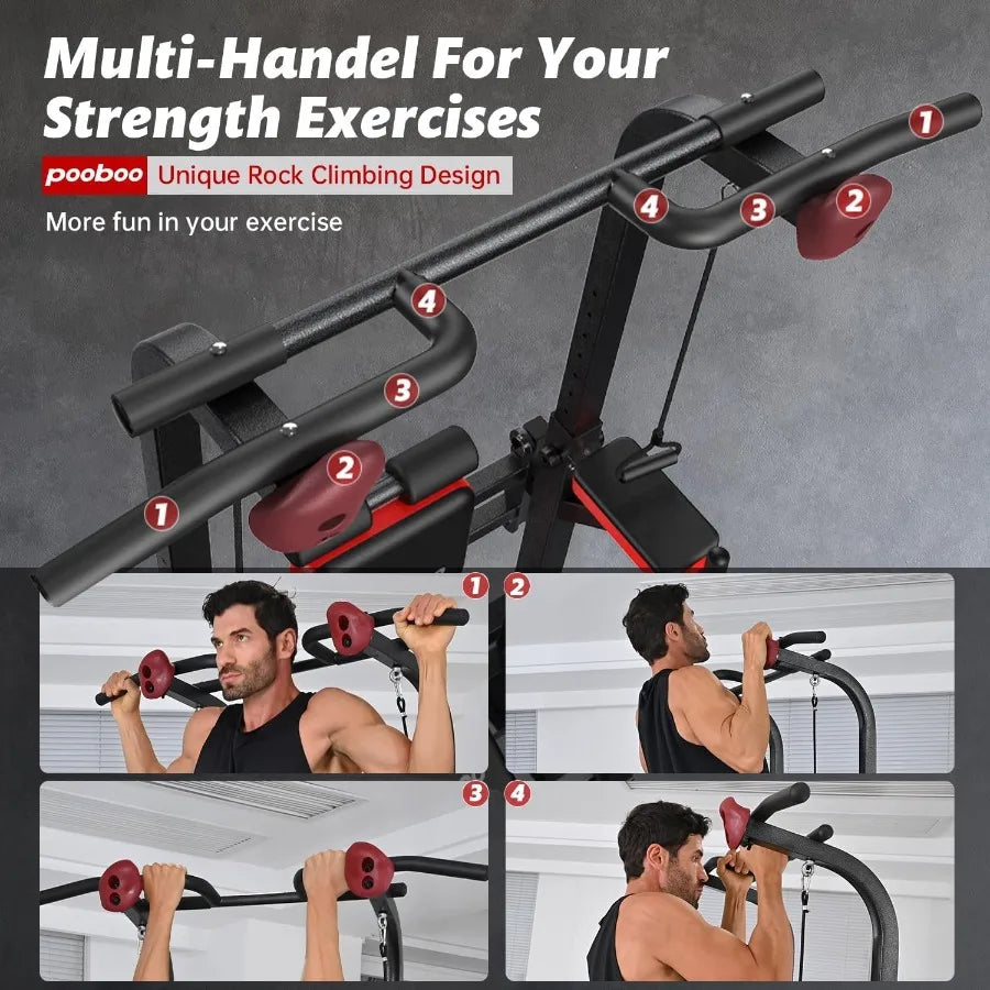 Power Tower Dip Station Pull Up Bar for Fitness Home Gym Workout/Multi-Function Adjustable Height Fitness Strength Training