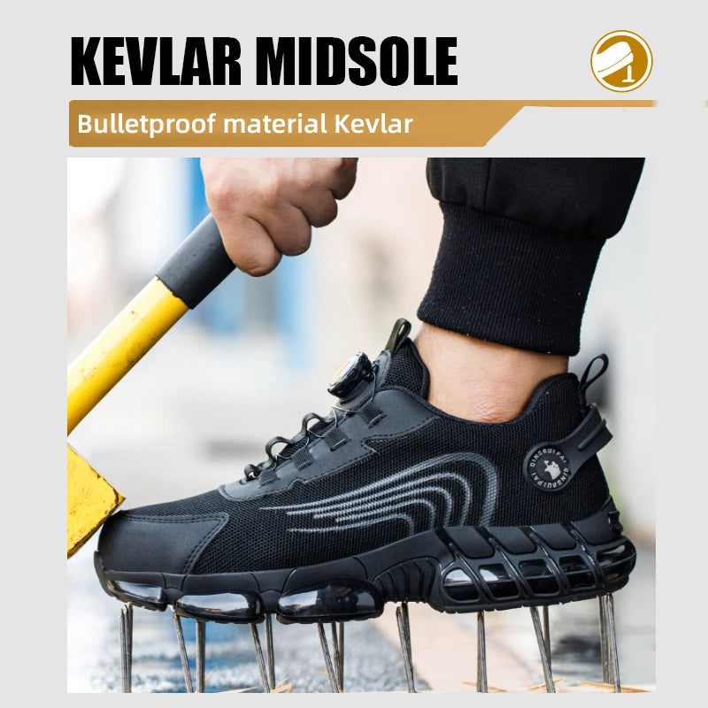 Steel toe cap, non-lacing, anti-impact/and anti-puncture casual work shoes